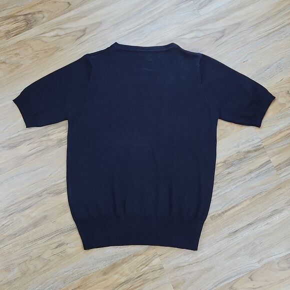 🔸️Black Lightweight Retro Style Short Sleeve Sweater XLarge - Picture 4 of 10